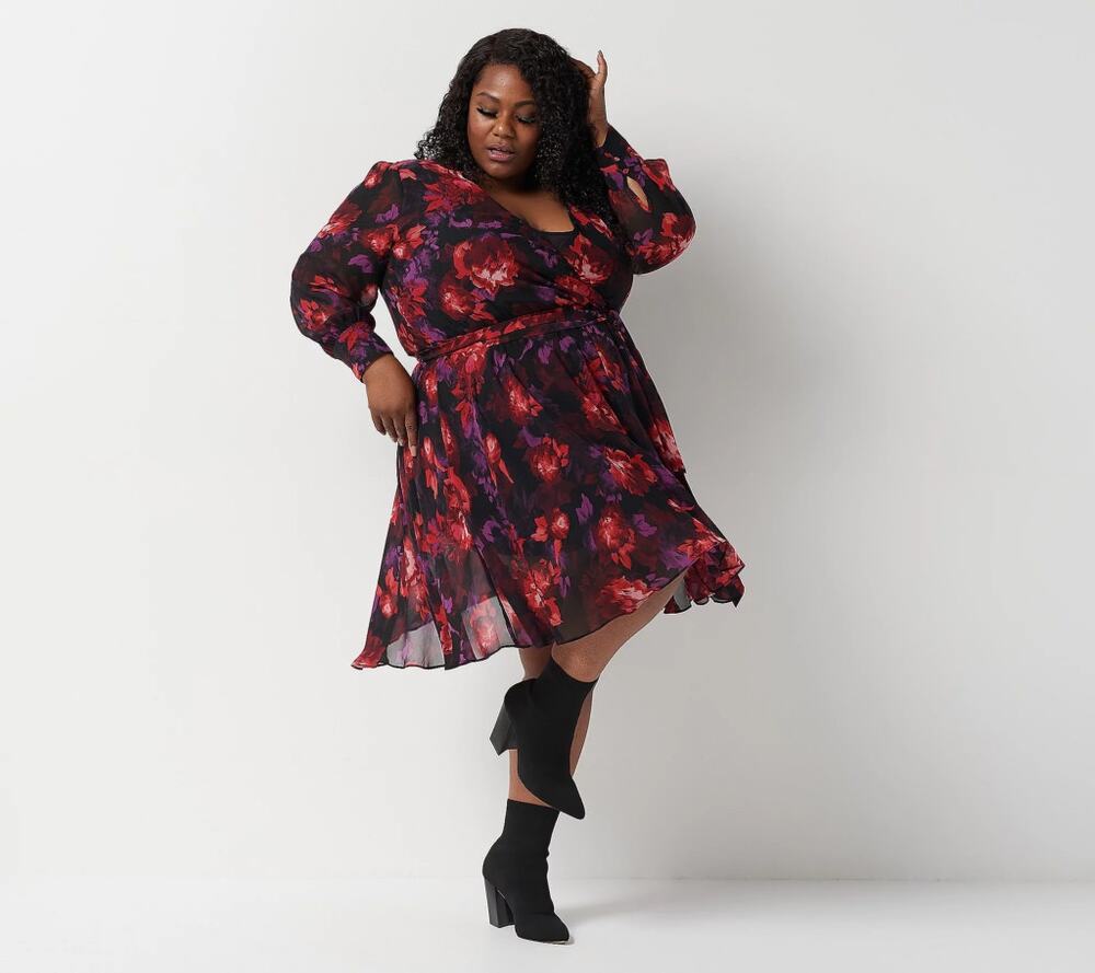 NWOT Jason Wu Red Floral Midi Dress Shirred Skirt Whimsygoth Dark Fairy XL